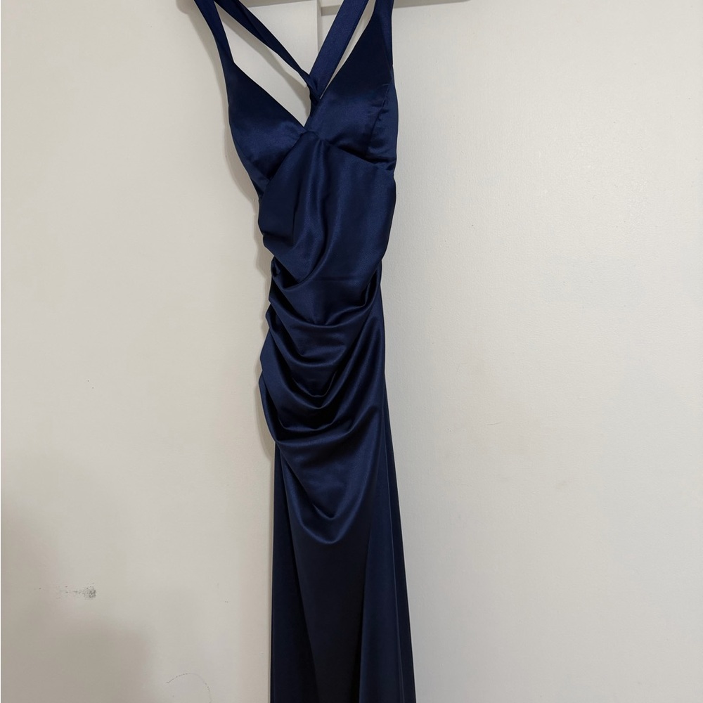Macy's Navy Blue Backless Dress